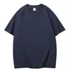 Camiseta Unissex de Algodão Puro 200g, Manga Curta Caída, Cor Sólida, Top Solto Oversized, Versátil com Logo de Time Impresso
