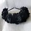 Grande Tiara de Coroa de Rosas, Tiara de Flores Artificiais de Seda para Comércio Exterior, Acessório de Cabelo para Apresentação Infantil, Adorno de Cabeça para Sessão de Fotos da Noiva