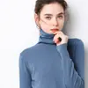 Novo Suéter Pulôver de Gola Alta Estilo Coreano Outono/Inverno 2021 Manga Longa Cor Sólida para Mulheres Atacado
