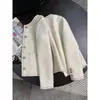 Otoño e Invierno 2024 Nuevo Estilo Coreano Beige Blanco Estilo Francés Corto Estilo Fragante Elegante Socialité Abrigo de Tweed para Mujer