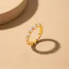 Celebridad de Internet Modelo Popular Exquisito Anillo de Circonita Súper Brillante para Mujer Lujo Ligero Sensación de Alta Gama Anillo para Dedo Abierto Ajustable Chapado en Oro Real
