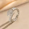 Anillo Exquisito Super Brillante de Circonita para Niñas, Lujo Accesible y Anillo de Apertura Ajustable de Gama Alta, Baño de Oro Real Simple
