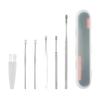 Aço inoxidável fone de ouvido 6 peças set ear scoop espiral mola ear scoop set ear scoop ferramenta de limpeza portátil