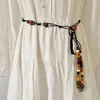 Cinto Trançado Boêmio para Mulheres, Corrente Decorativa de Cintura para Vestido, Corda de Cintura com Borla, Cinto de Cintura Versátil Estilo Étnico