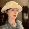 Chapéu Camélia Estilo Hepburn para Mulheres Outono e Inverno Boina Enrolada Retrô Francesa Chapéu Elegante Estilo Dama