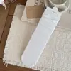 Calcetines básicos de color liso, con patrón sutil y ribete de encaje, de longitud hasta la pantorrilla, estilo coreano, sencillos y versátiles, hechos de algodón puro, sin costuras, para mujer, adecuados para otoño e invierno