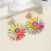 Europa y Estados Unidos aretes de perlas redondas geométricas de flores de mariposa de rafia transfronterizos aretes tejidos a mano de personalidad de espina de pez
