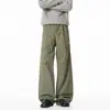 Pantalones de Trabajo Estilo Americano para Hombre, Algodón Puro, Verde Militar, Bolsillos Grandes de Parche, Cintura Alta, Pierna Recta, Pantalones Sueltos de Pierna Ancha, Nuevo Modelo 2026