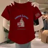 Ropa de Maternidad Talla Grande Blanca Hombro Normal Manga Corta Tipo Algodón para Mujer 2024 Nuevo Top Pequeño Dulce Picante Top Pequeño Verano