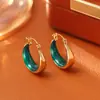 Pendientes Clásicos de Esmalte con Bloques de Color Estilo Hong Kong con Goteo de Aceite, Pendientes Sencillos y de Moda de Nicho de Gama Alta, Pinzas para Orejas de Moda para Otoño e Invierno