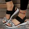 Sandalias de Talla Grande Transfronterizas para Mujer Comercio Exterior Suela Plana Boca de Pez Correa de una Sola Tira Sandalias Romanas Elásticas Estilo 2025 Cuña Verano Suela Gruesa
