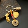 Llavero con colgante de bolsa de dinero del zodiaco de latón, para llaves de coche de hombre y mujer.