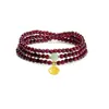 Venda Quente Transfronteiriça Pulseira de Granate Vermelho Vinho Natural para Mulheres Leve Luxo Toque de Alto Padrão Múltiplos Laços Joia de Mão de Jade Hetian