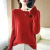 Suéter feminino de tricô com gola redonda, caimento solto, estilo casual, nova blusa feminina de inverno e outono, peça básica