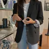 Blazer casual clássico chique coreano com lapela e abotoamento simples