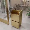 Mostrador de Herramientas para Barbería, Gabinete de Acero Inoxidable de Doble Cara para Salón de Peluquería, Almacenamiento con Cajones y Estante para Secadoras