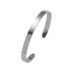 Pulsera de Barra Larga de Acero de Titanio Pulido de Venta Caliente Europea y Americana con Abertura en Forma de C, Pulsera Personalizable de Acero Inoxidable con Grabado de Logotipo