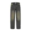 Jeans de Hombre Color Amarillo Arcilla Retro Pierna Ancha Persona Baja Primavera Verano Nuevos Cintura Alta Rectos Holgados Adelgazantes Pantalones Largos