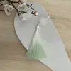 Kit de Materiales Hecho a Mano para Abanico Redondo de Seda con Accesorios de Estilo Tradicional, Piezas de Flor de Perla, Borlas y Pegamento