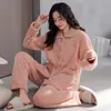 Pijama de Franela de Invierno 2025 para Mujer, Cárdigan de Manga Larga, Lindo para Niñas, Suelto, Cálido, Espeso, Conjunto de Ropa para el Hogar