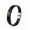 Pulsera de Acero Inoxidable y Silicona para Hombre, Empalme Multicolor/Placa Lisa Curva, Se Puede Grabar, Pedido Mínimo de 1 Pieza, Se Puede Grabar
