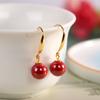 Brincos Simples de Moda Prata Prata S925 Banhado a Ouro Brincos de Cinábrio Femininos Reciclagem Brincos de Cinábrio Temperamento