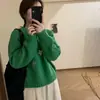 Senso de Design Flor Bordada Tridimensional Mangas Raglan Relaxadas Slimming Solto Versátil Gola Redonda Manga Longa Suéter de Malha Suéter Feminino