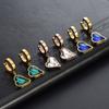 Nuevos aretes de acero de titanio geométricos simples de amor, hebilla para la oreja, acero inoxidable, temperamento, amor, verde, azul, blanco, diamantes, aretes al por mayor