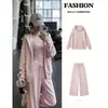 Conjunto de Jaqueta com Capuz Rosa Outono Casual Esportivo Petite Estilo Coreano Outono/Inverno Conjunto Completo Traje de Alta Qualidade