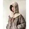 Pasamontañas Jacquard Fair Isle para Mujer Invierno Circunferencia de Cabeza Grande Protección Cálida para Orejas Bufanda Sombrero Integrado Sombrero de Lana