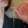2024 Exquisitos Pendientes Largos de Borla con Cadena de Hueso de Serpiente de Lujo Ligero, Estilo Frío de Alto Sentido, Pendientes Elegantes de Instagram