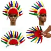 Vestido de bola para o Dia das Crianças fantasia COS cocar colorido de penas cocar indiano chapéu de cacique indiano