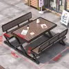 Juego Integrado de Mesa y Sillas para Exteriores para Plaza Comercial, Mesa y Sillas de Ocio para Patio, Parque al Aire Libre con Protección Solar, Mesa y Sillas de Comedor de Madera Plástica