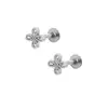 Brincos Europeus e Americanos de Aço Titânio para Lóbulo Auricular Studs de Aço Inoxidável para Cartilagem Brincos de Piercing com Zircônia Embutida Joias de Piercing para Orelha com Rosca Externa Stud para Lábio