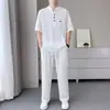 Conjunto de Moda Versátil de Manga Corta Ultra-Delgado de Alta Calidad para Hombres, Conjunto de Ropa Deportiva de Manga Corta Holgada de Talla Grande para Verano para Hombres