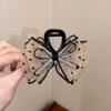 Presilha de Cabelo com Laço de Rede Ponto de Onda Strass Alto Senso Novo para Mulheres Meio Preso Presilha de Tubarão com Strass Alto Senso