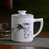 Copo de Água de Cerâmica Jingdezhen com Filtro, Xícara de Chá de Porcelana Branca Alta, Copo para Beber no Escritório, Lembrança de Reunião de Turma