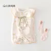 Mameluco de manga corta para bebé niña Verano Delgado Ropa para bebé Ropa para niña para salir Algodón puro Clase A Ropa para gatear para recién nacidos