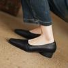 Zapatos de tacón medio estilo francés, sencillos, de punta cuadrada, gruesos y bajos, de una sola capa, para mujer, primavera y verano, de piel de oveja suave, combinables con todo.
