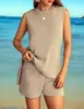 Nuevo Verano 2025 Playa para Mujer Transfronterizo Amazon Popular para Mujer Holgado Casual Cuello Redondo Chaleco Pantalones Cortos