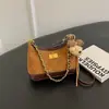 Bolso de hombro con cadena bordada de patrón de rombos, nuevo estilo 2026, versátil, moderno y elegante, se puede llevar como bolso de hombro, bolso cruzado o bolso de axila