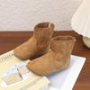 Sapatos Infantis 2025 Outono Couro Nobuck Estilo Coreano Moda Meninas Mary Jane Botas de Couro Botas de Cano Alto Estilo Western Botas de Princesa