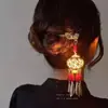 Pingente de Sino de Vento com Borla de Lanterna Antiga Grampo de Cabelo Diário Versátil Lâmpada Quente Placa Luminosa Presilha de Cabelo Acessórios de Cabelo Metálicos