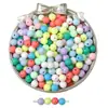 Contas Redondas de Acrílico 6/8mm Cor Mista Design Macaron Material para Pingente de Pulseira DIY Feito à Mão Acessórios