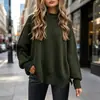 Suéter feminino europeu e americano transfronteiriço gola redonda manga morcego manga longa 2026 Amazon outono malha lateral fenda pullover