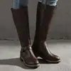 Botas altas de comercio exterior botas de moda cremallera lateral tacón grueso botas de mujer talla grande WSIH hebilla Amazon botas de jinete en stock 43