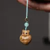 Sándalo Verde Palo de Rosa Barbie Sandalwood Corazón Tallado Oso Oveja Gato de la Suerte Cadena para Teléfono Móvil Colgante de Joyería para Mochila de Pareja