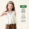 Ropa para Niños Tong Bei 2026 Nuevas Llegadas de Verano Conjunto para Niñas Chaleco Bordado Cubre-traje Jeans Refrescante Estilo Bosque Conjunto de Dos Piezas