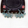 60631 Accesorios de Cobre Antiguo Rama de Flor Horquilla de Cobre Hecha a Mano con Esmalte Azul Material Hanfu Horquilla para Novia 34*45mm