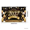 Nuevo fondo de pancarta de Año Nuevo negro y dorado transfronterizo, fondo de decoración de ambiente para fiesta de cuenta regresiva de Año Nuevo